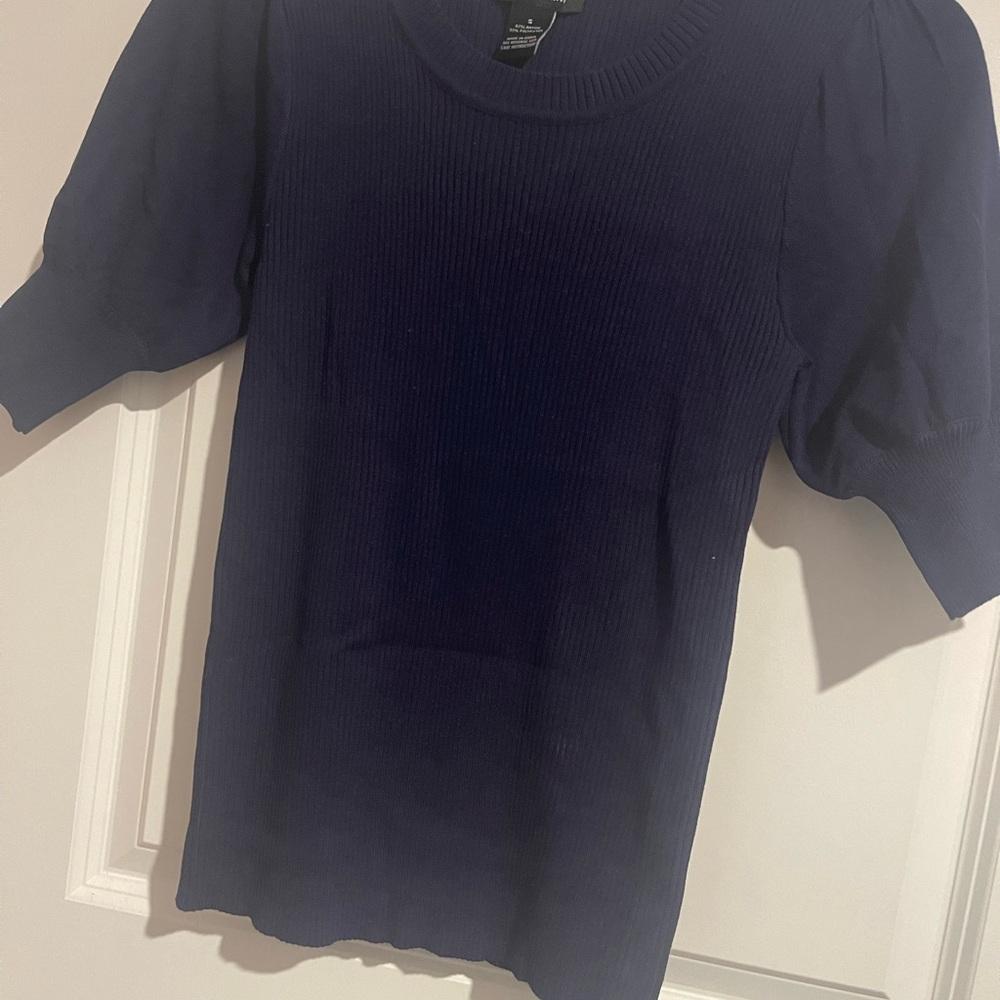 Navy Blue Puff Sleeve Top Size S Select + Trend